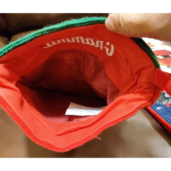 Vtg Needlepoint "Grandma" Toys Teddy "Grandpa" Santa Stockings 100% Wool Canvas - Picture 4 of 13